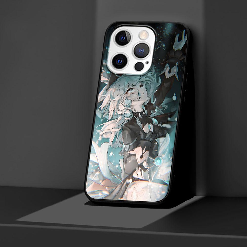 Genshin Impact Furina Case for Apple iPhone 14 11 7 SE 2020 8 X XS 13 12 Mini XR 15 Pro Max Silicone Black Soft Phone Cover