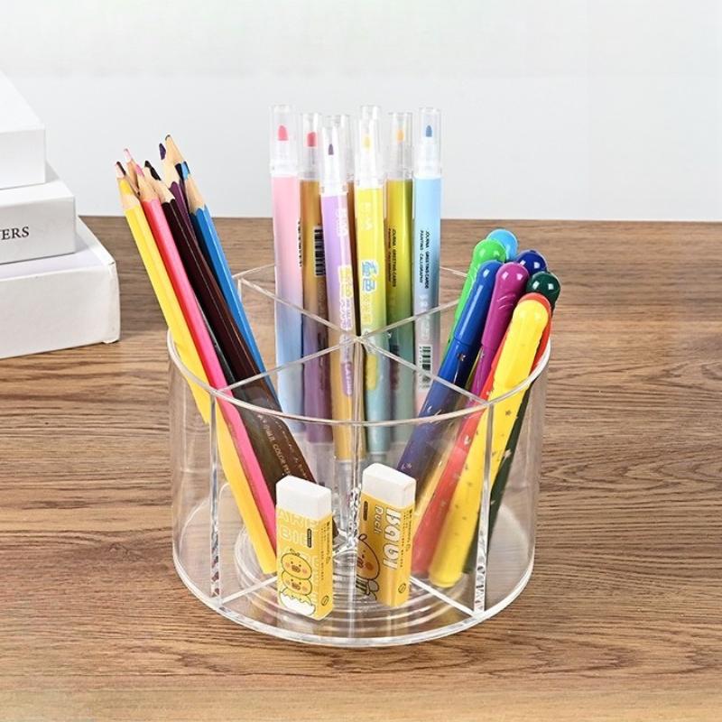 Acrylic Turntable Pen Holder Desktop Pen Holder Storage Box Desktop Multi-function Student Stationery Sorting and Storage