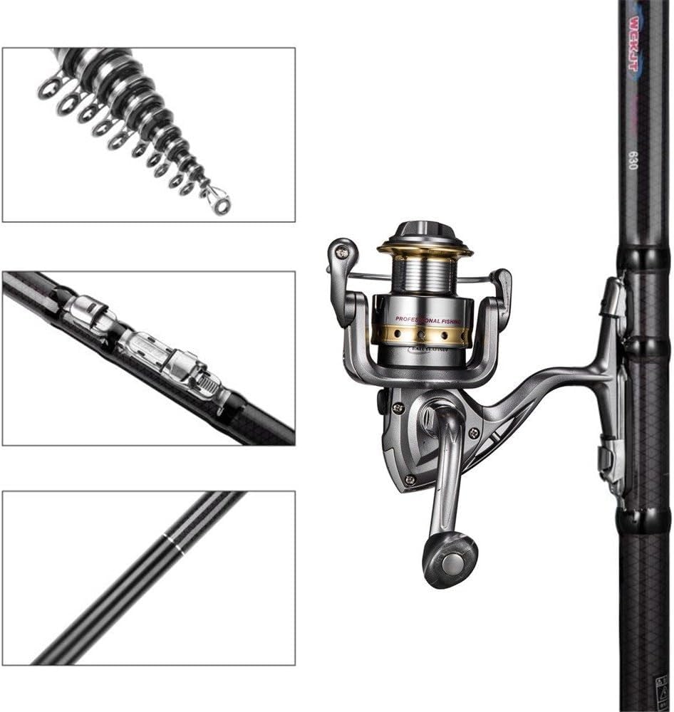 Portable Carbon Fiber Telescopic Fishing Rod, 3.6m/4.5m/5.4m/6.3m/7.2m, for Salt and Freshwater Fishing, Casting Rod, and Pier Fishing (540cm)