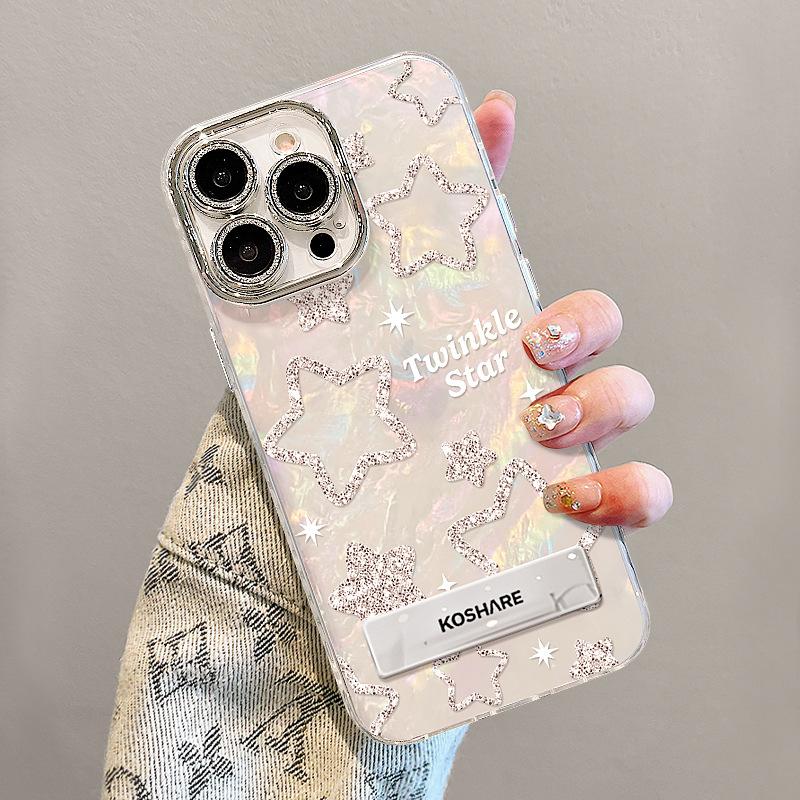 Thin Flashing Star Bracket Bracelet Suitable for Apple 16 Promax Mobile Phone Case 13 Light Luxury 14 High-end Sense 15 Girls 11