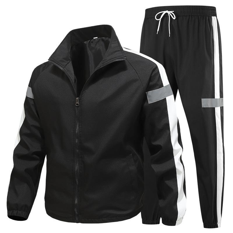 Sports Suit Men's Spring and Autumn New Reflective Label Two-piece Set Running Casual Sportswear Couple Outfit