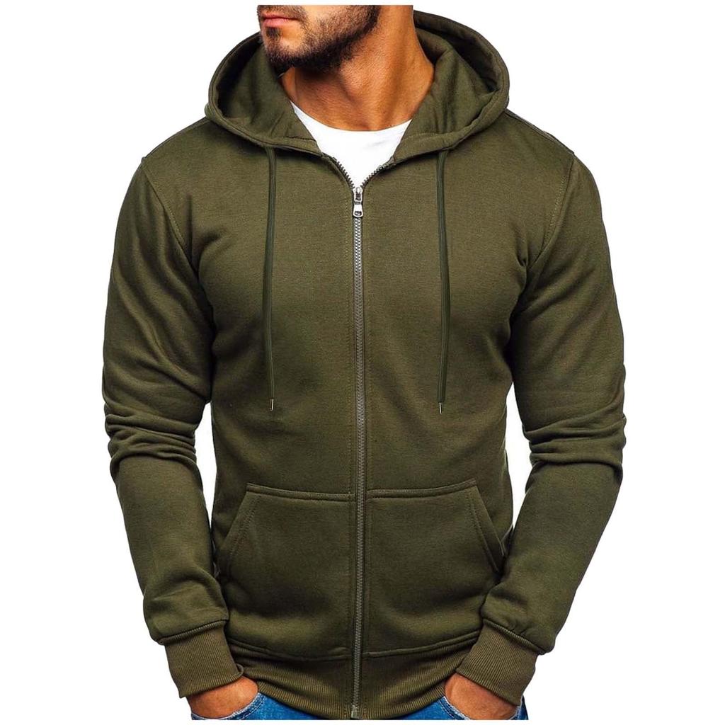 Men Full Zip Up Sweatshirts Long Sleeve  Pullover Tops Casual  And Tall Jackets With Pockets