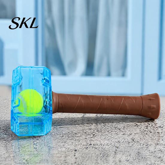 Strong Rubber Toys for Heavy Chewers Squeaky Hammer Dog Toy, Tennis Ball In Bottle Interactive Aggressive Chew Fetch Toy TPR Puppy Teething