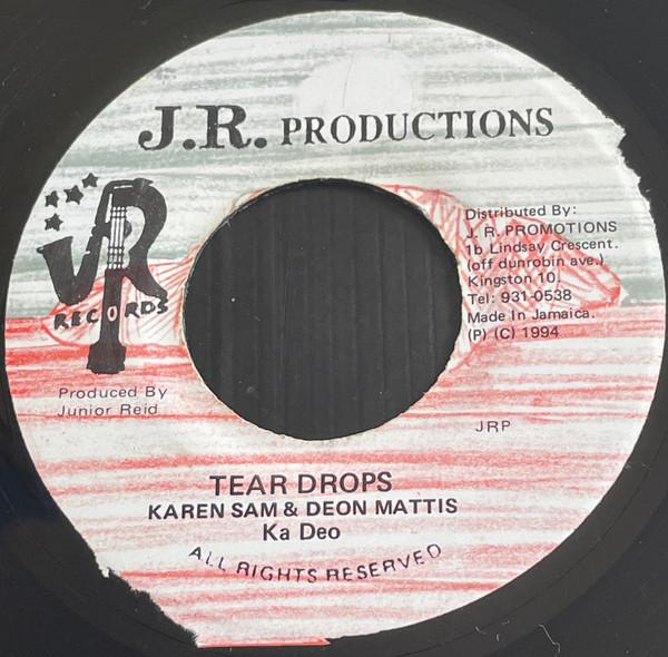 

7inch Record KAREN SAM DEON MATTIS KA DEO Tear Drops NONE J.R. Production 1994 Jamaica Reggae Ska Dub Used