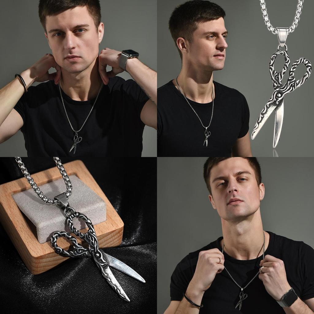 Retro Scissor Pendant Necklace For Men And Women In Stylish Hip Hop Design