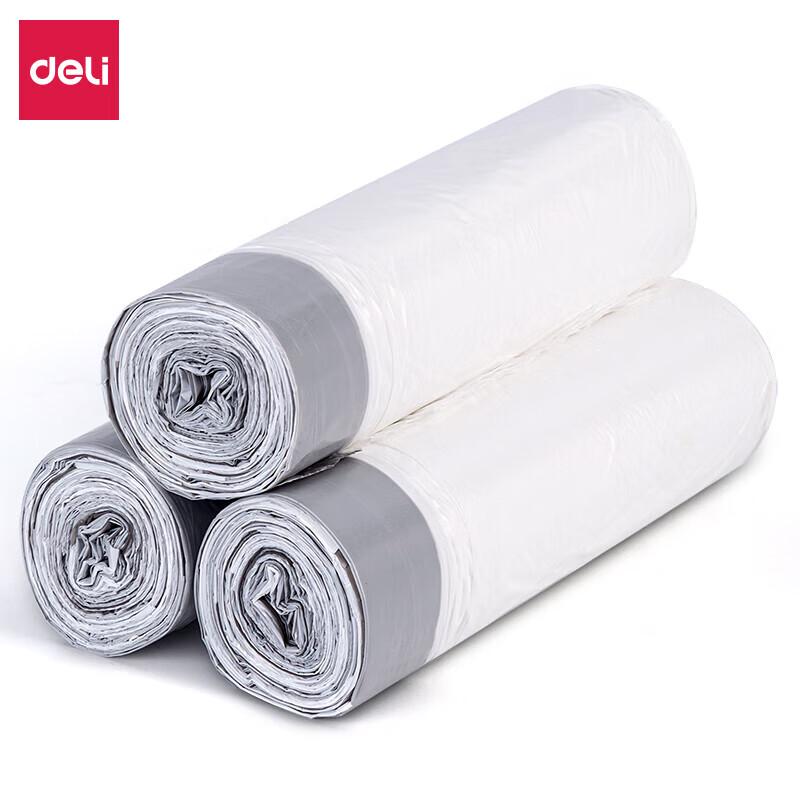Deli 45x50cm Drawstring Trash Bags, White