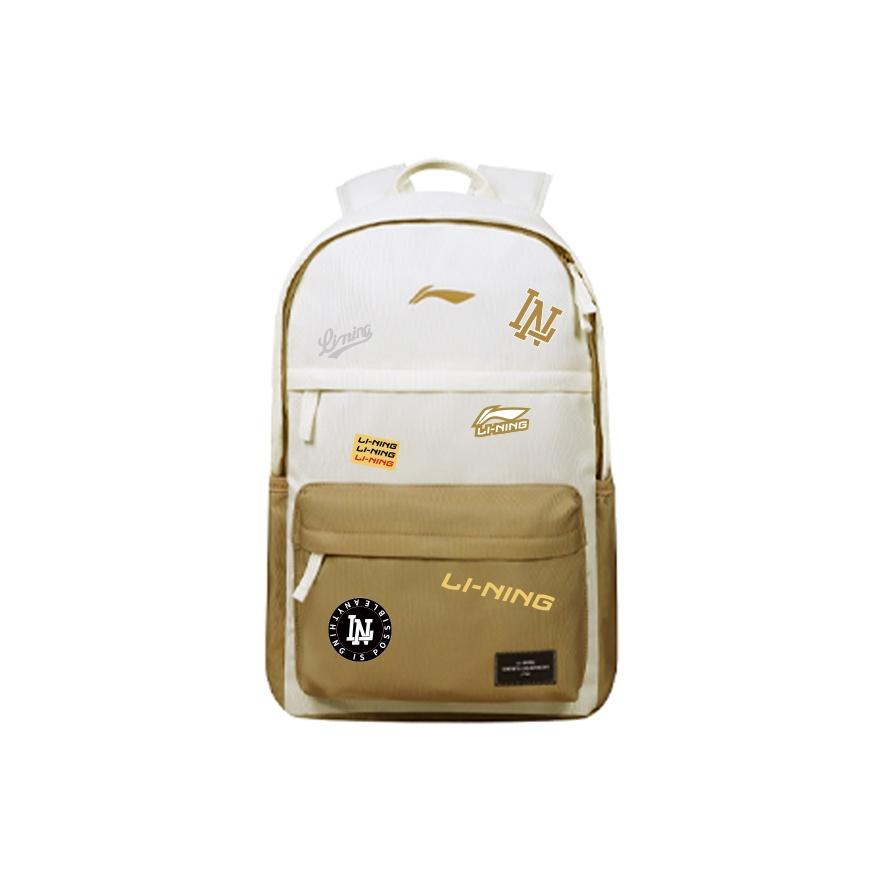 Li-Ning Minimalist Large Capacity Trendy Polyester Backpack Unisex Backpack Yellow White YBSV039-1A1 Yellow White Multicolor