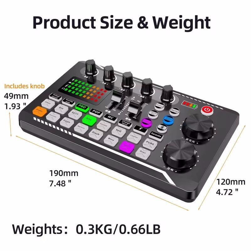 Professional Microphone Mic Bluetooth Sound Mixer Card For PC Condenser USB Wired Digital Live Wireless Soundcard Voice Changer