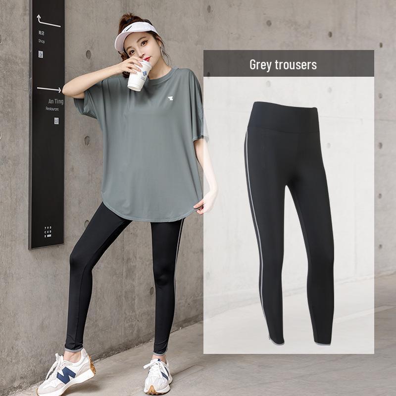 Women's Plus Size Yoga Set: Loose Short Sleeve T-Shirt & Gym Shorts