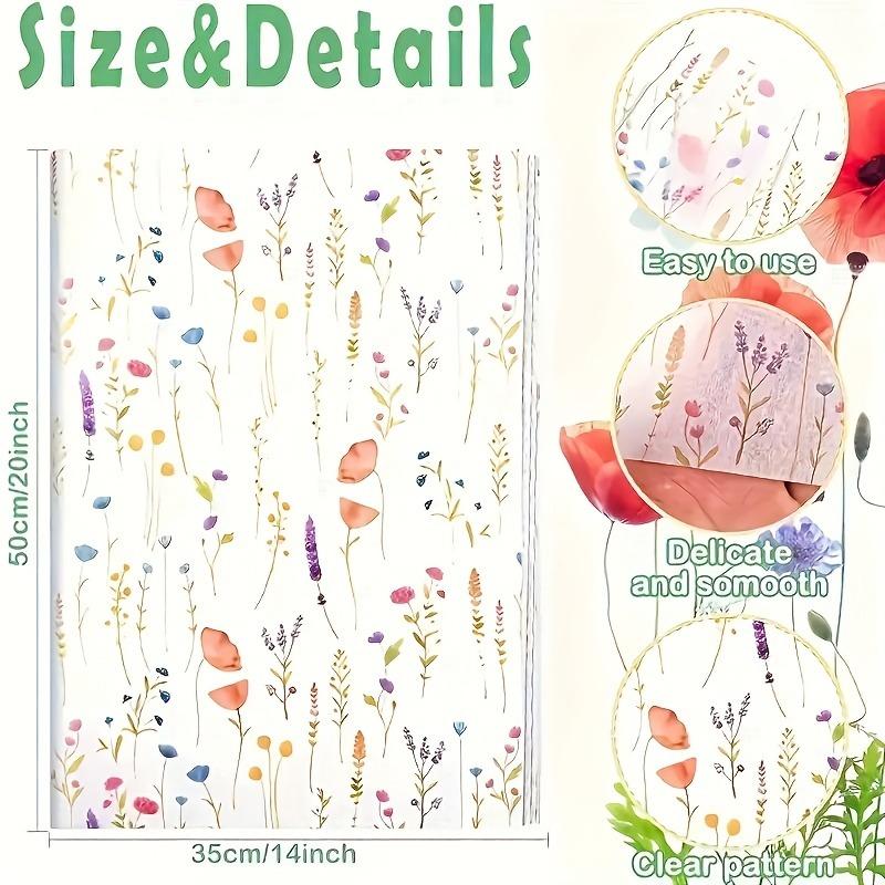 20 Sheets Lavender Print Gift Wrap Tissue Paper, 14x20 Inch Semi-Transparent for Valentine's Wedding Birthday, Craft Decor Sheet