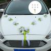 Realistic Faux Floral Arrangement Set For Bridal Vehicle Decoration In White Green Color Scheme