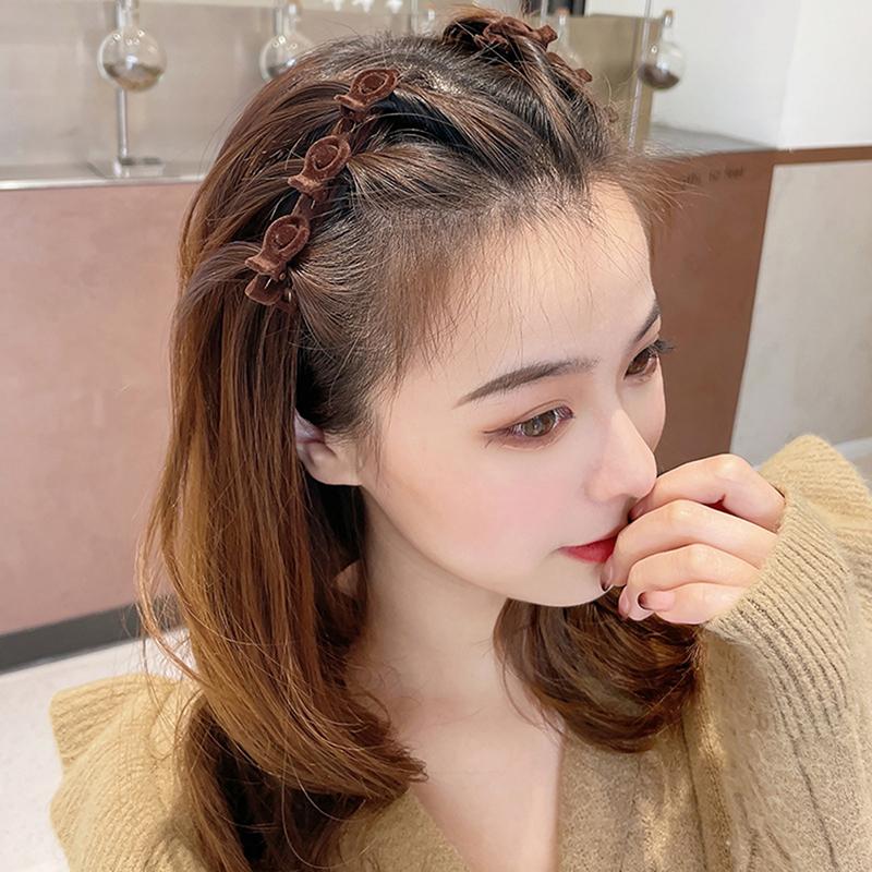 Flocked Bangs Hair Clip Black Headwear Women Cute Barrettes Hairgrip Alice Braided  Hairpins Hair Accessories