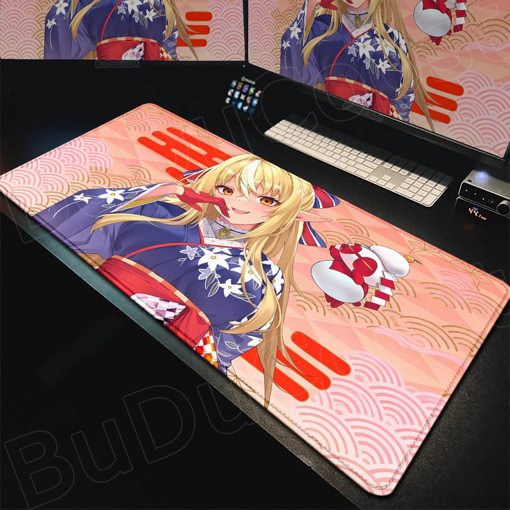 Hololive Kawaii Girl Shiranui Flare Desktop Carpet Laptop Anime Keyboard Mat Pc Gaming Accessories NonSlip Rubber Base Mousepad