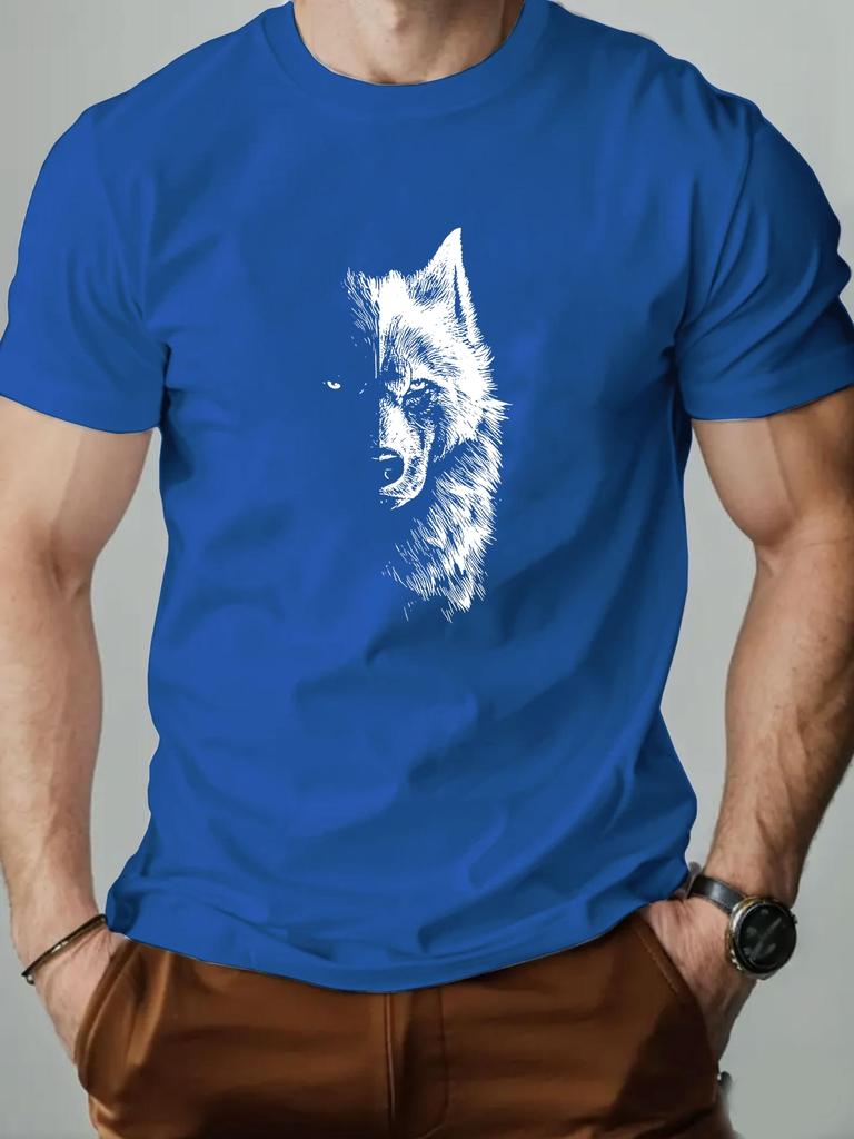 Wolf Print Fashion Versatile 100 Cotton Men Women Tshirt Summer Autumn Daily Outdoor Sports Party Casual Street Short Sleeve