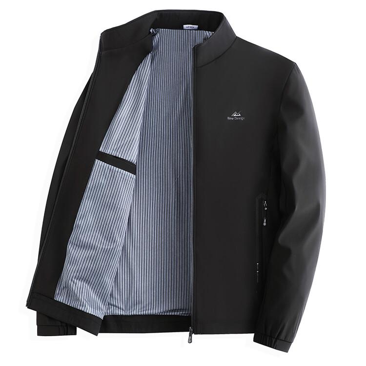 Woodpecker 2025 Autumn Men's Fleece-Lined Stand Collar Jacket for Middle-Aged & Elderly