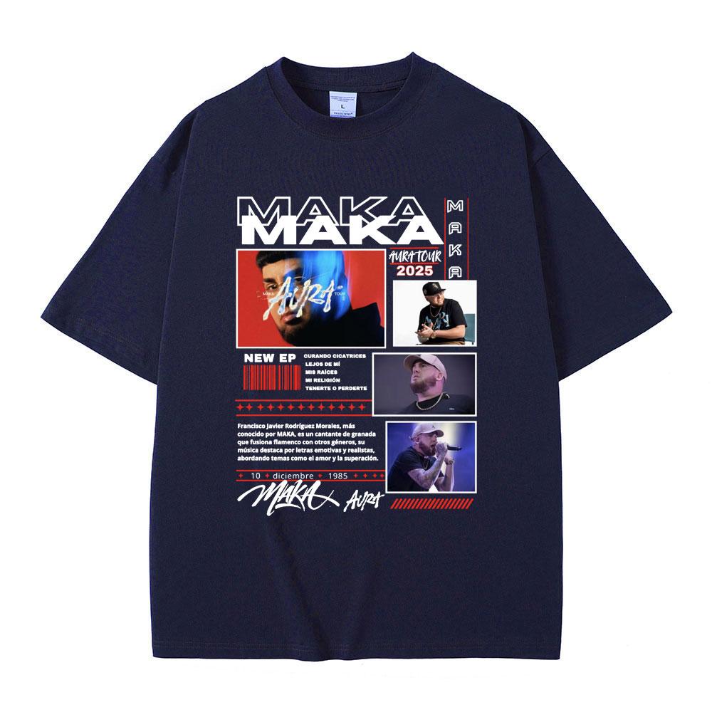 Rapper Maka Aura Tour T Shirts Men Women Hip Hop Vintage Oversized Short Sleeve T-shirts Men's Fashion Casual T-shirt Streetwear