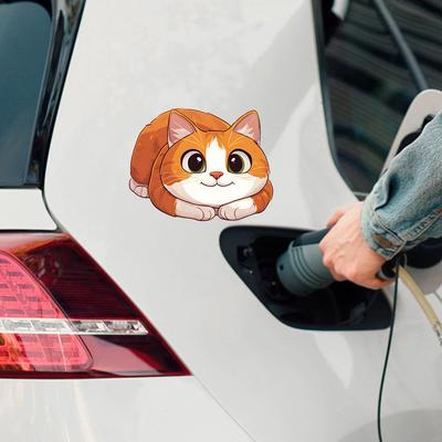 Cartoon Cute Little Fat Cat Glass Car Beautification Decoration Stickers