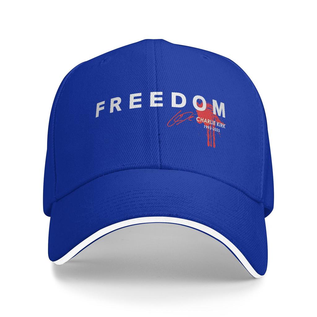 Freedom Blood Splatter Red Signature Charlie Kirk Tribute Baseball Cap  Y2k Cute Couple WomenTrucker Hat Sun Baseball Caps Gift