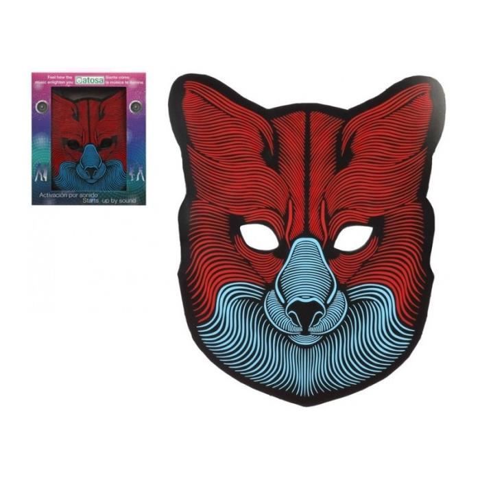 Led vlčí maska - ATOSA - Kostýmní doplněk - Černá - Unisex - Modrá - Červená