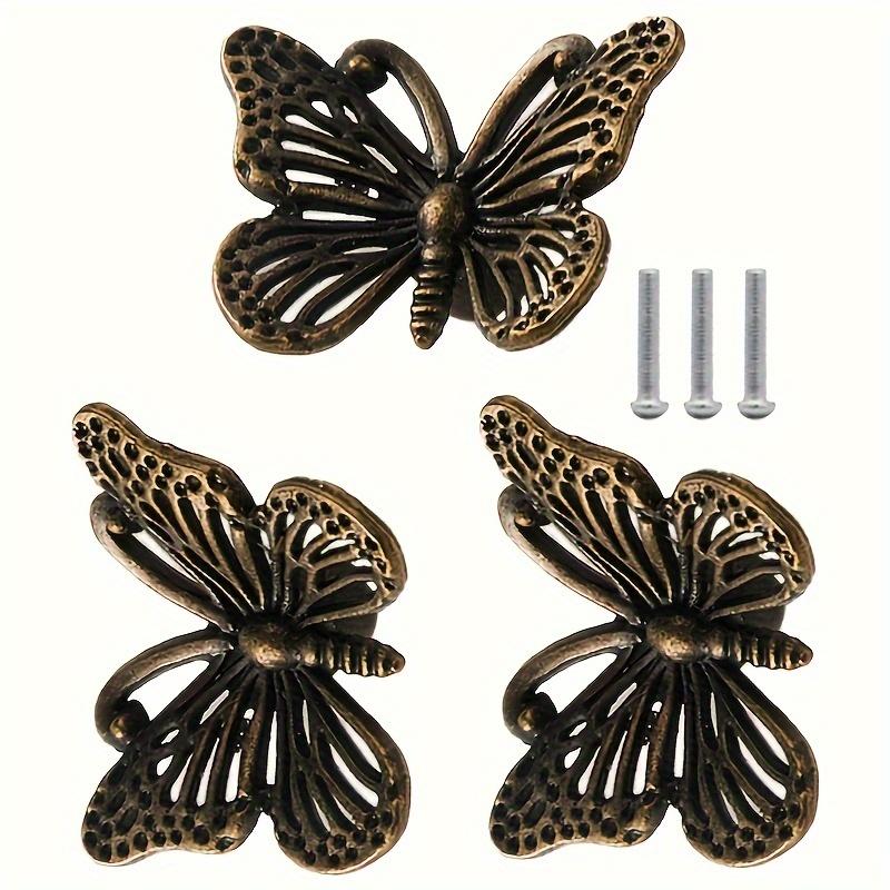 5Pcs Vintage Butterfly Handle Pull Knob Furniture Cupboard Cabinet Handles Kitchen Drawer Pull Handles Home Decoration Handle