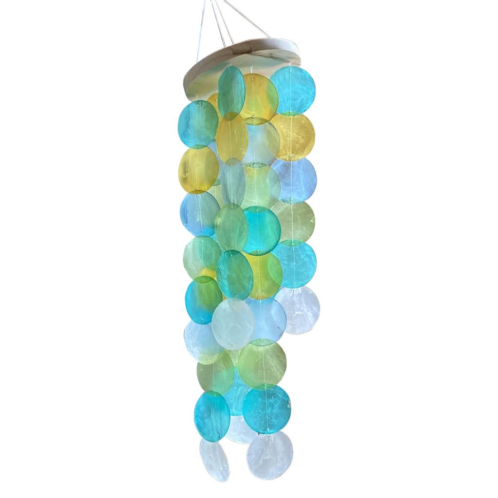 Elegant Colored Capiz Shells Wind Chimes Hanging Pendant for Patio or Garden Decoration Adds Serenity to Any Space