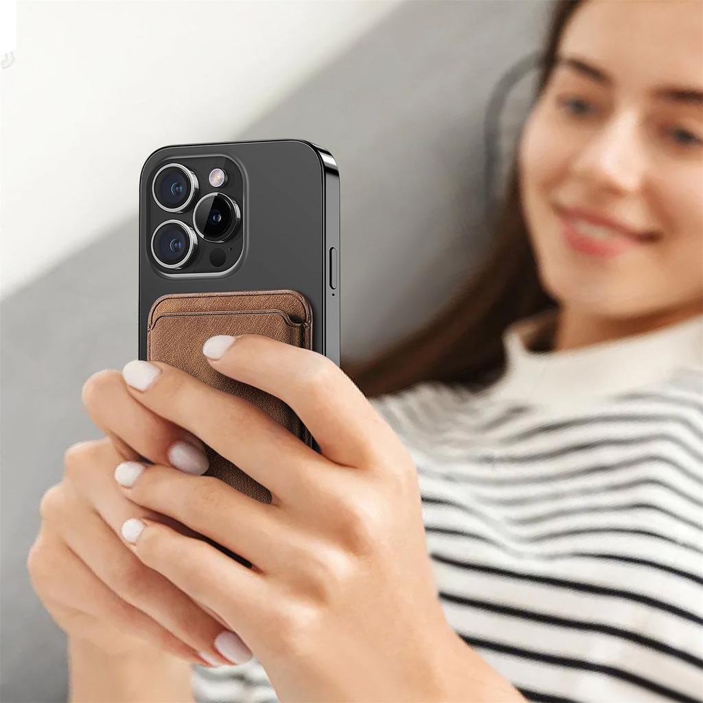 Vintage Matt Lær Magnetisk Kortholder for iPhone 12-17 Serien - MagSafe Slim Lommebok