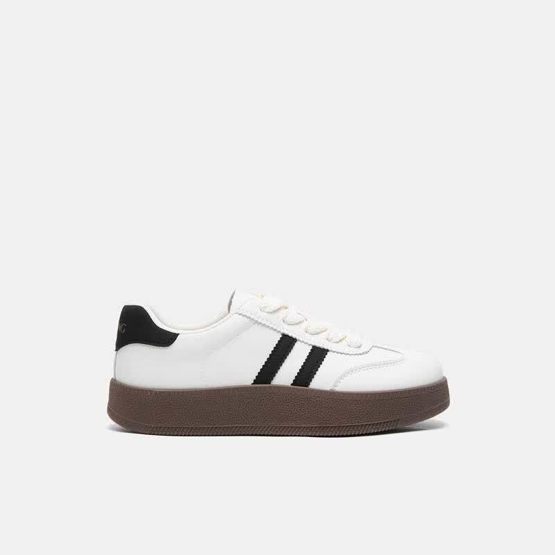 Aokang Women's Black & White Round Toe Sneakers