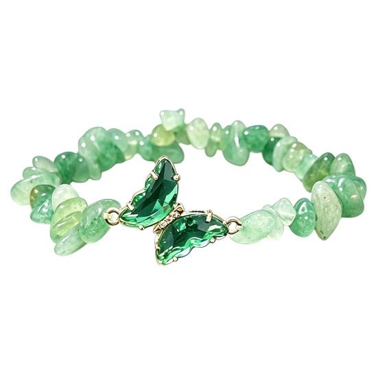 Natural Stone Bead Butterfly Bracelet for Women, Healing Stone Beaded Stretch Bracelet, Calming Spiritual Jewelry Gifts