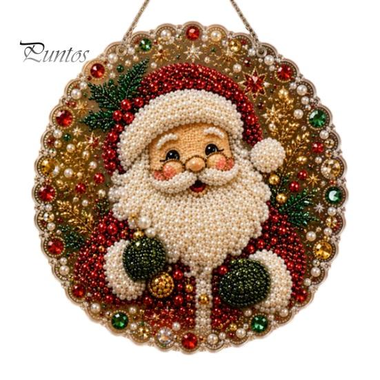 Handgemaakte Feestelijke Huisdecoratie Kerst Kunst met Nep Parels Hangend Ornament Kit, DIY 3D Kralen Sprankelende Acryl Edelsteen Kunst Ambacht, Bord voor Raam, Deur,