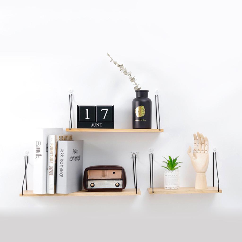 Floating Shelves Wall Mounted Wood Hanging Display Storage Beige S