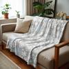 Grey Snowflake Cartoon Anime Print Flannel Blanket Soft Warm Throw for Kids Bedroom Sofa Christmas Office Car