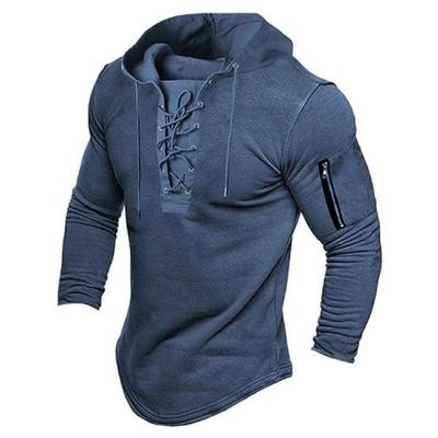 Herren Frühling Herbst Kapuzenpullover Mit Schnürung Mit Kapuze Einfarbig Reißverschluss Dekor Slim Fit Mittellange Casual Vintage Herren Pullover Tops