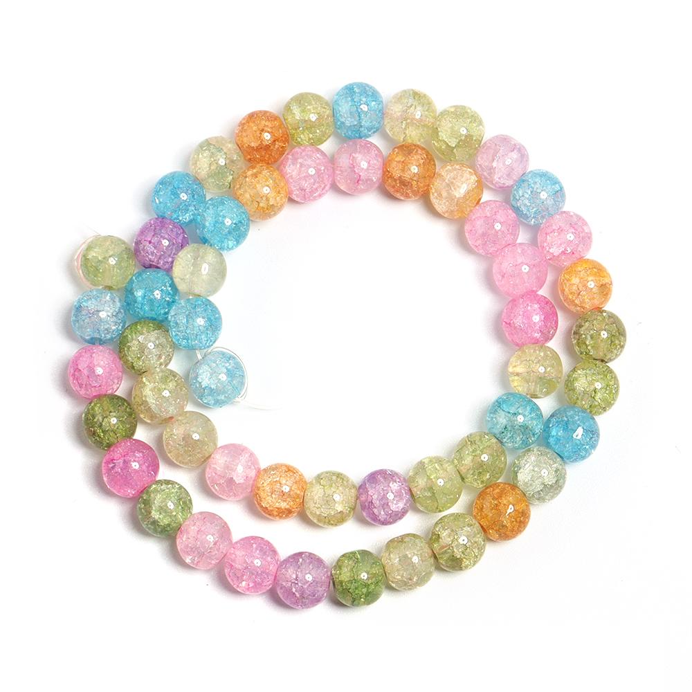 38-45pcs/lot 8 10mm Round Glass Floral Beads Colorful Loose Spacer Beads For Jewelry Making DIY Bracelet Necklace Accessories