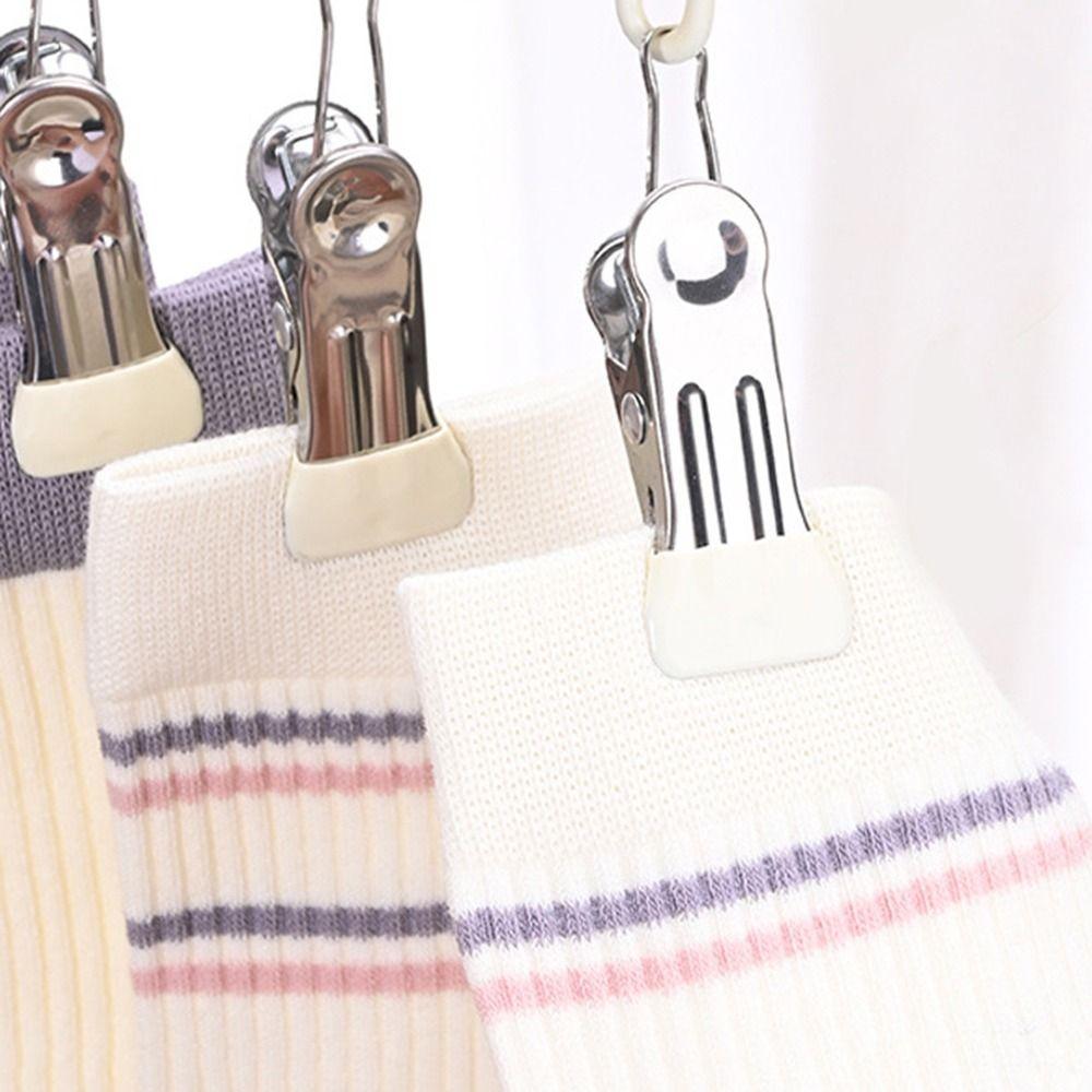 5Pcs Non-slip Clothes Hanger with 8 Clips Stainless Steel Sock Hangers  Closet Storage