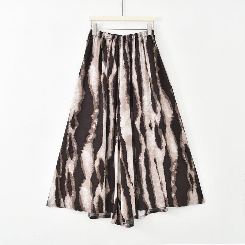 

Хлопковый нуил Цветочные Укороченные Брюки лето Свободные широкие брюки Длины до икры удобные Домашние брюки L