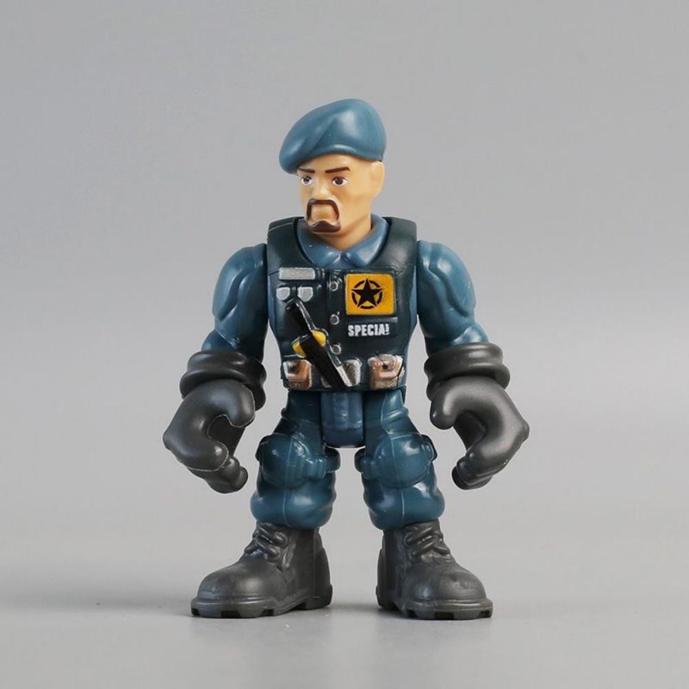 6Pcs/Set Q Version Warrior Elite Force Military Action Figure Toys 8cm Terrorist SWAT Team Soldiers for Children Playing Gift