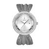 Elegant Women Waterproof Quartz Watch Rhinestone Decor Bezel Date Dial Wide Mesh Metal Band