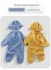 Hooded Baby Summer Romper: Double Layer Gauze, 100% Cotton, Solid Color, Breathable and Sweat-Absorbent - Ideal for Crawling and Casual Wear