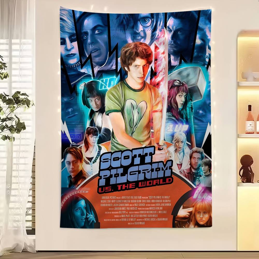 Vintage Film Scott Pilgrim VS The World Buntes Wandbehang Wandbehang Tarot Hippie Wandteppiche Schlafsaal Wandkunst Dekor