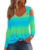 Women Casual Summer Floral Print Long Sleeve U Neck Blouse Fashion Shirts