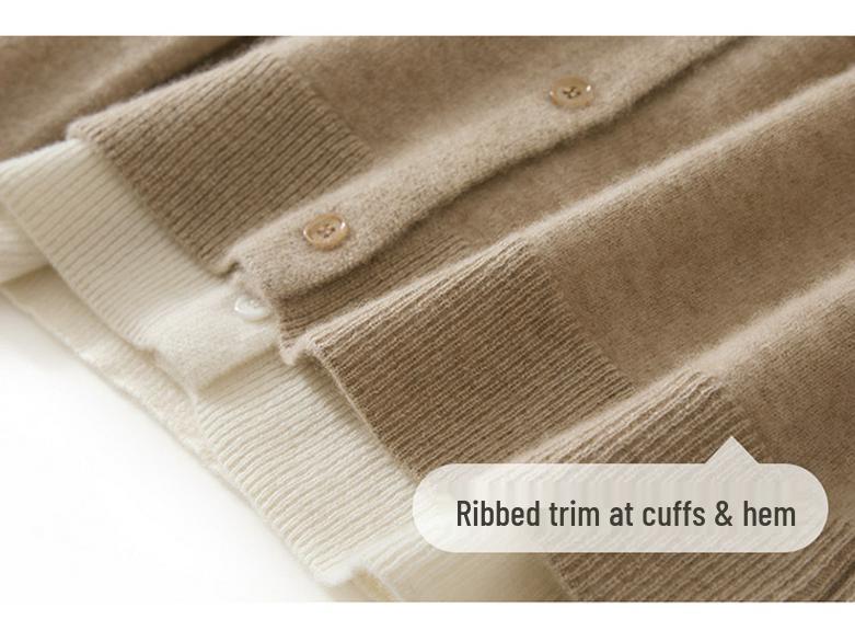 Autumn/Winter New Style Women's 100% Cashmere Knitted Two-Piece Look Cardigan Sweater