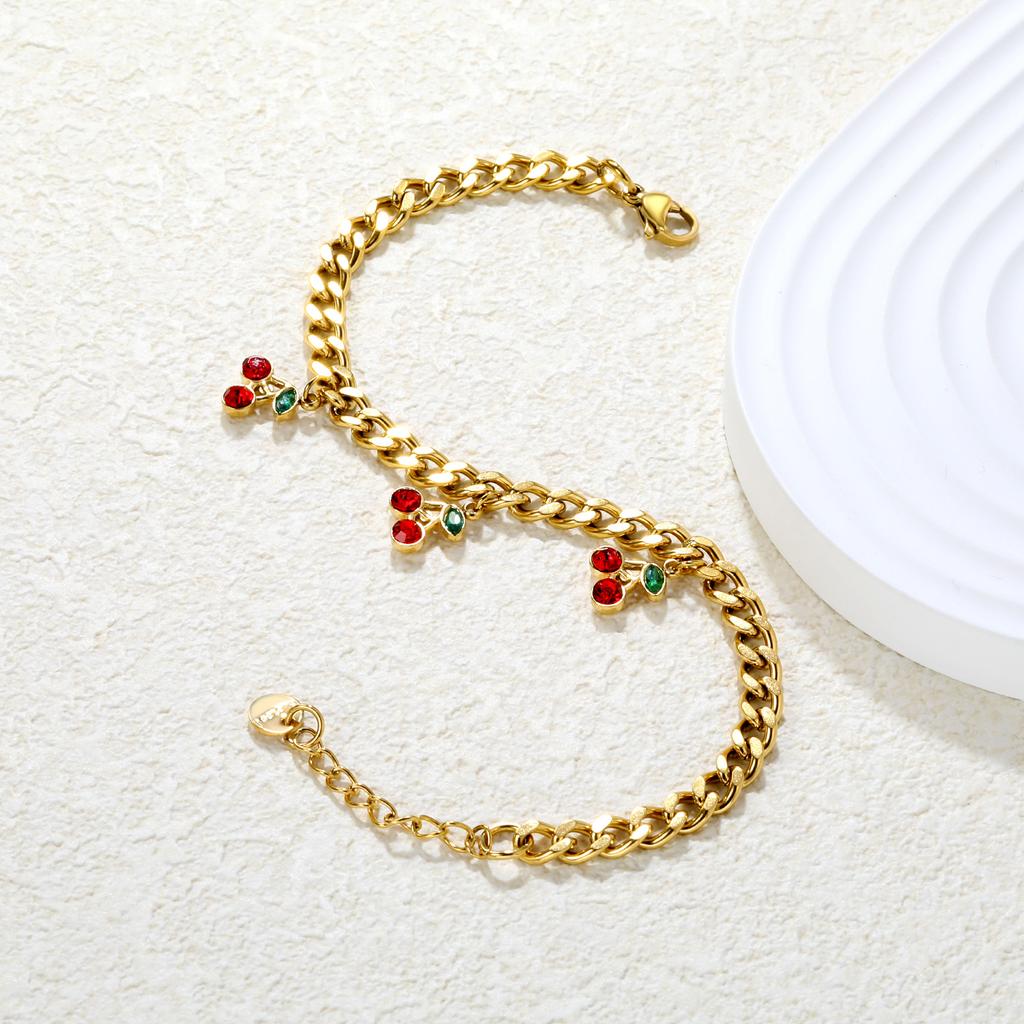 Rose Gold Cherry Bracelet Elegant Hand Jewelry For Women Simple Fashion Delicate Accessory