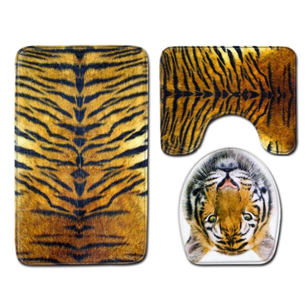 

Bathroom Toilet Three-Piece Set Bathroom 3-Piece Set Animal Pattern Floor Mat Door Mat 45 * 75 three-piece set