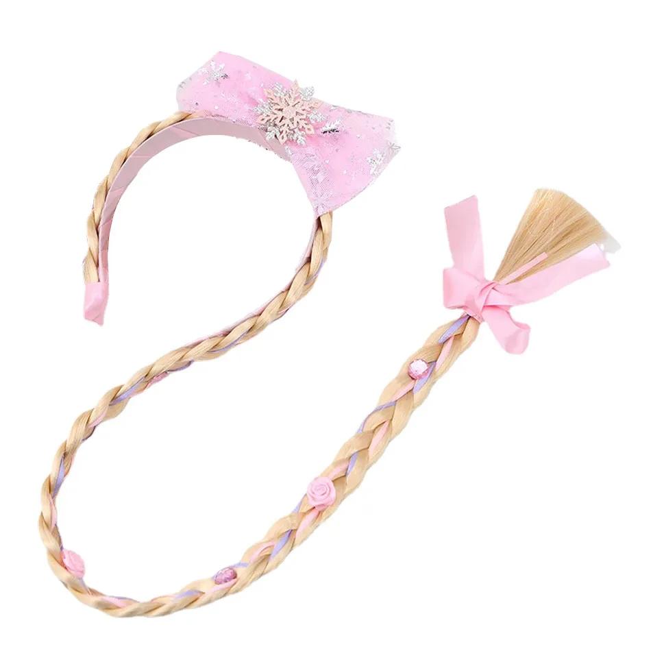 Prinzessin Mädchen Blumen Stirnband Blume Fary Verkleiden Weben Langer Zopf Perücke Stirnband Kinder Halloween Rapunzel Cosplay Kopfschmuck