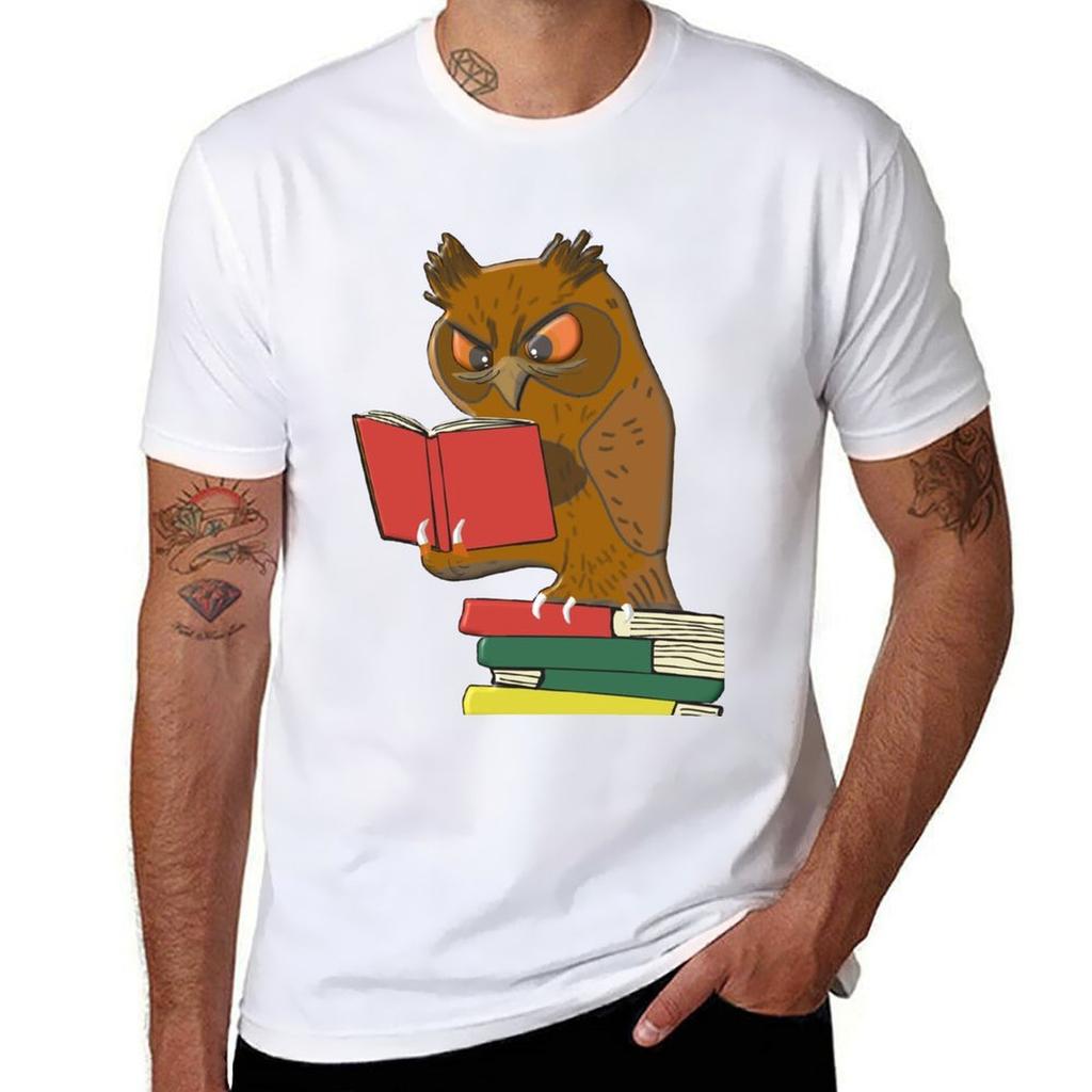 Books Reading Owl Comic Look TShirt Street Art Print Tee Shirt