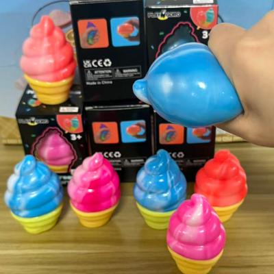 Cute Ice Cream Squishy Toy Slow Rising Squeeze Toy Soft TPR Anti-Stress Relief Fidget Toy for Kids Adults Anxiety Decompression
