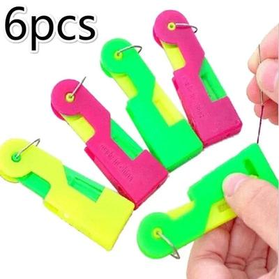 6pcs New Sewing Needle Threader Thimble Thread Tool Threader Elderly Guide Needle Easy Device Automatic Thread Sewing Supplies
