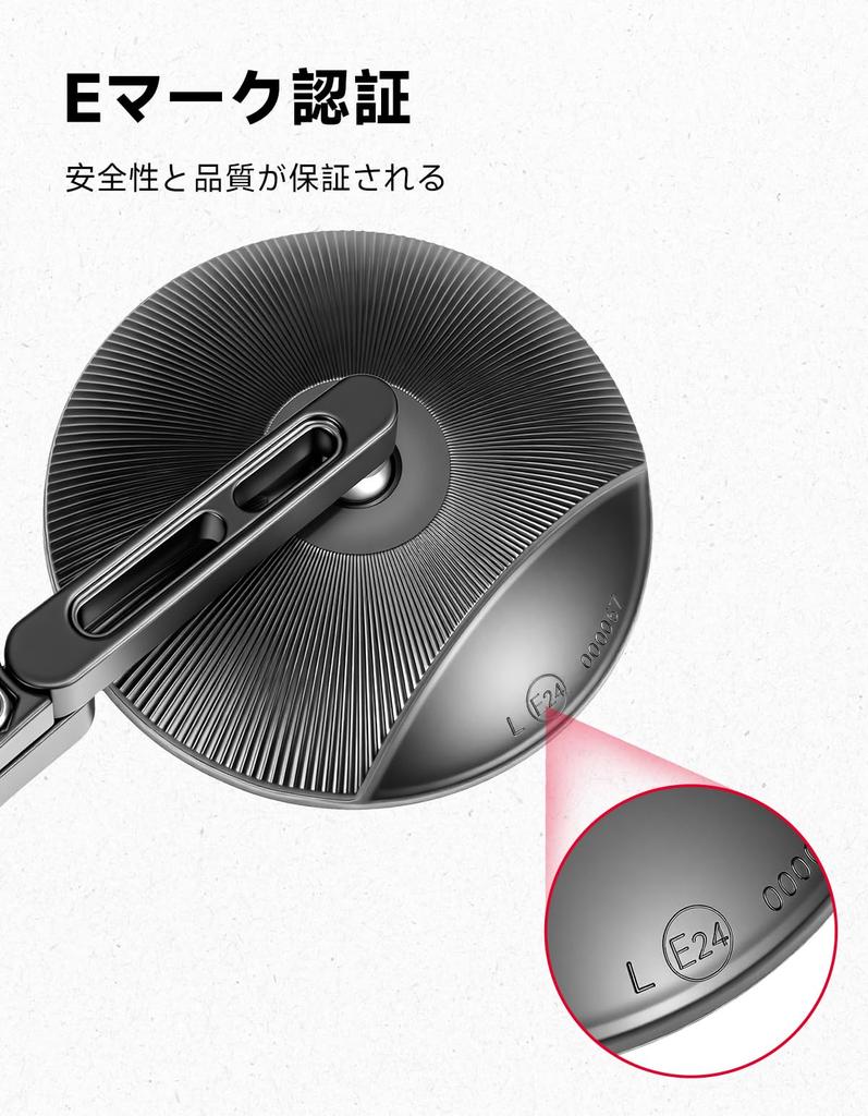 KEMIMOTO Motorcycle Bar End Mirrors, Road Legal, Round, Left and Right Set, Universal, Lightweight, Adjustable Angle, Black, Fits Honda, Kawasaki, Suz