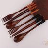Kitchen Wooden Natural Home Dinnerware Utensils Sets Tableware Fork Chopsticks Spoon Set Cutlery