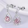 BELLA BOX Fashion Luxury Women Dangle Earrings Inlay Pink/White CZ Temperament Lady Earrings For Wedding Party Silver Color Jewelry